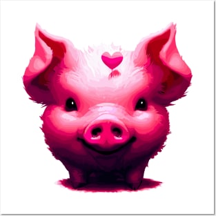 Cute love romantic pink piggy Posters and Art